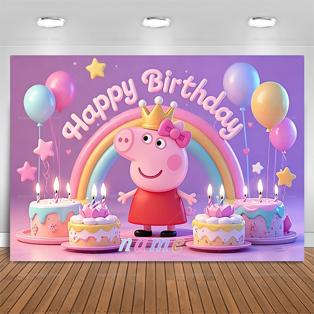 Baby Food Name - Custom Name Peppa Pig Backdrops Baby