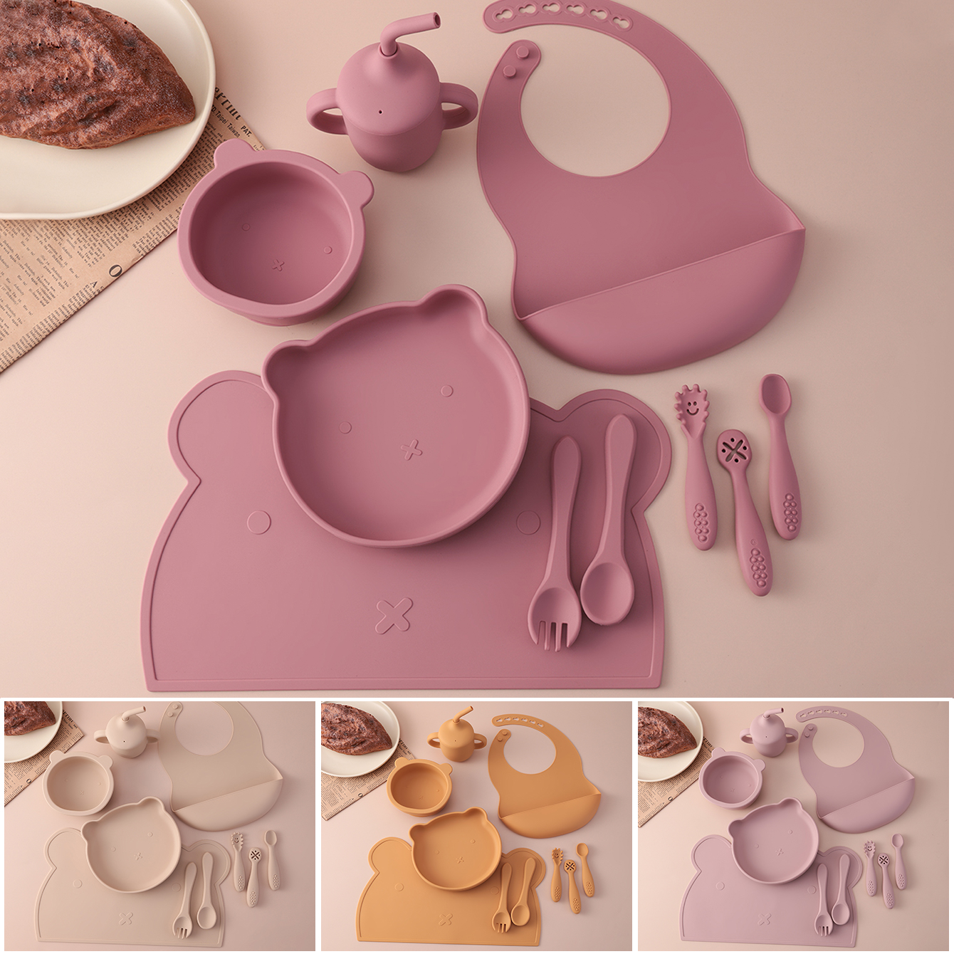 Plate Suction Toddler - 10PCS Silicone Baby Feeding Set Suction