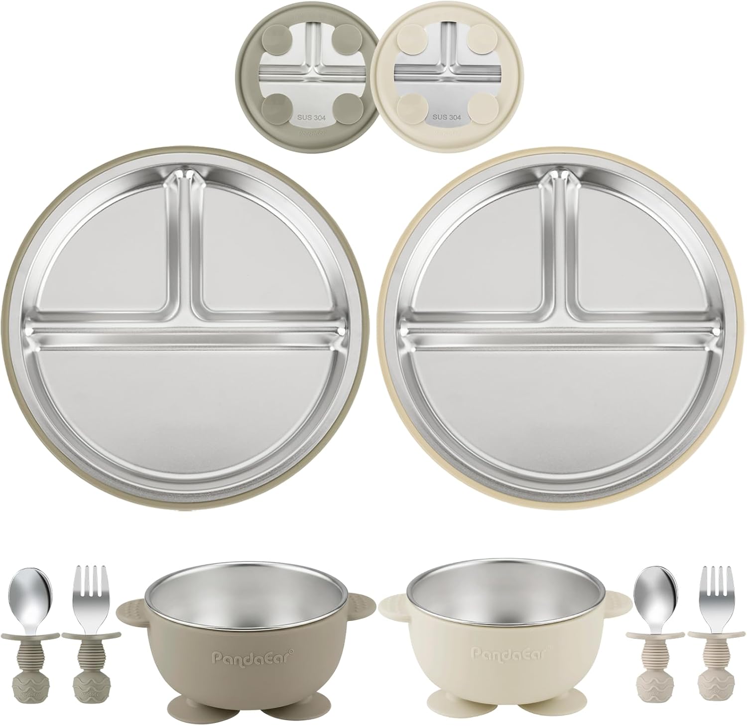 Plate Suction Toddler - 8PCS Baby Feeding Set Stainless Steel