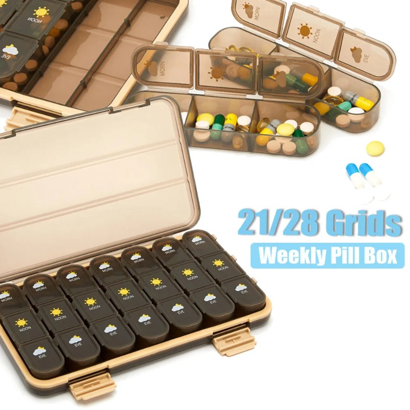 Formula Dispenser Portable - Portable 21/28 Grids Weekly Pill Box