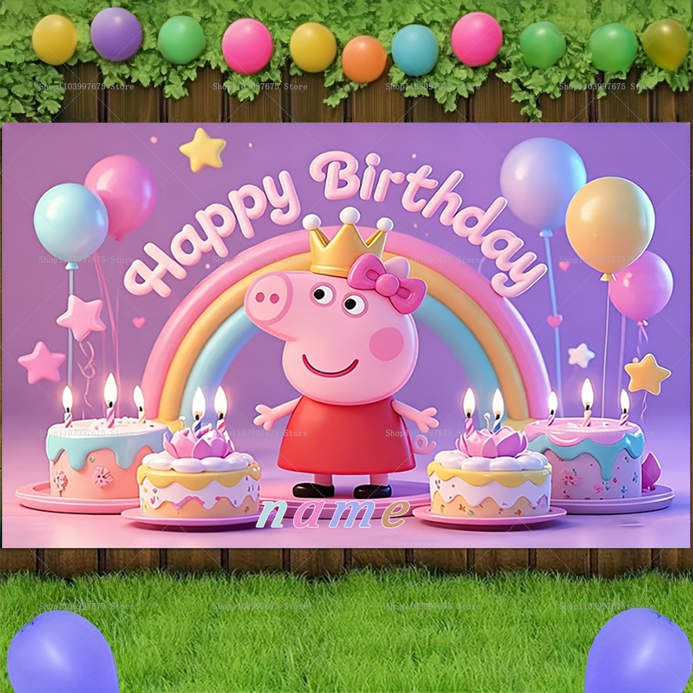 Custom Name Peppa Pig Backdrop - Baby Food Name recensie en prijs