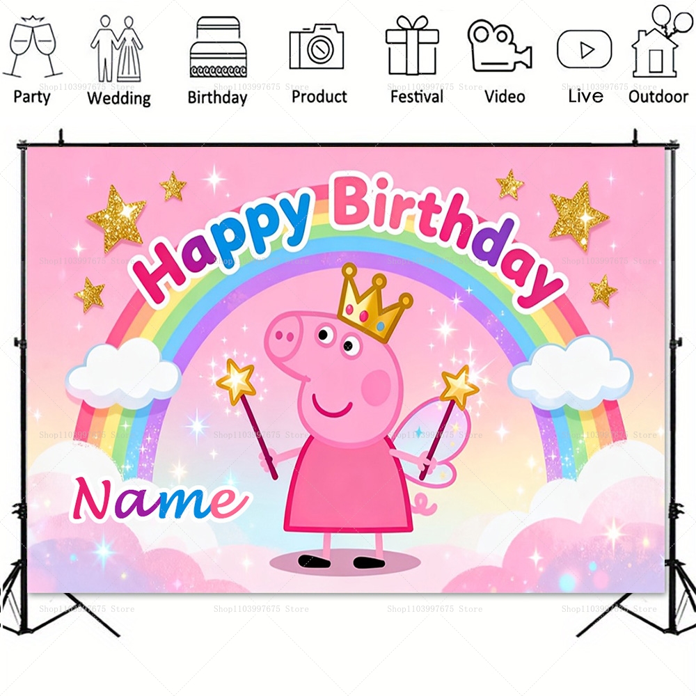 Custom Name Peppa Pig Backdrop - Baby Food Name recensie en prijs