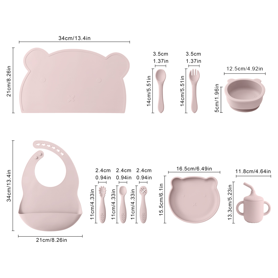8PCS Silicone Baby Feeding Set - Baby Food Table recensie en prijs