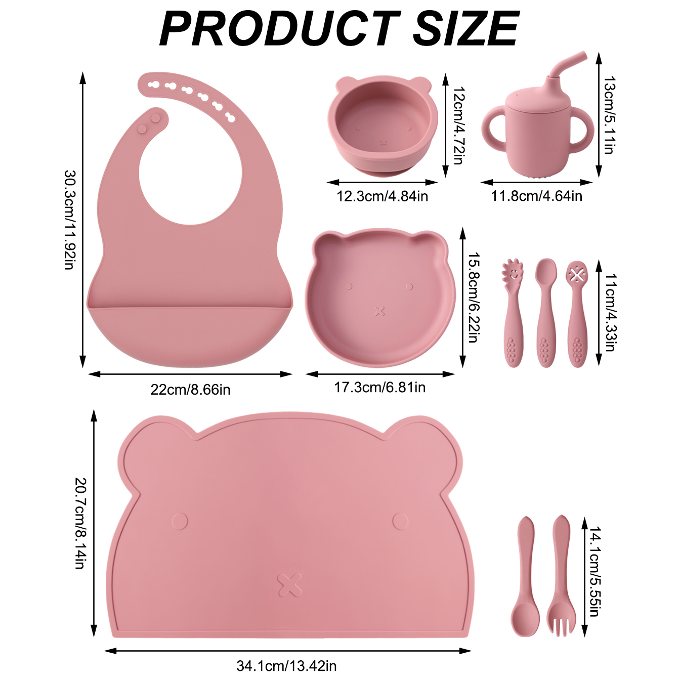 10PCS Silicone Baby Feeding Se - Plate Suction Toddler recensie en prijs