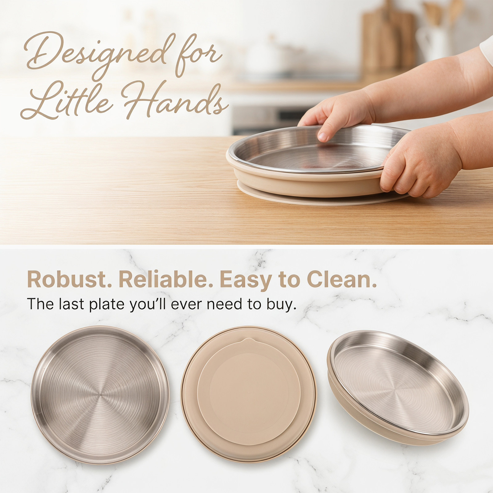 Stainless Steel Round Toddler  - Plate Suction Toddler recensie en prijs