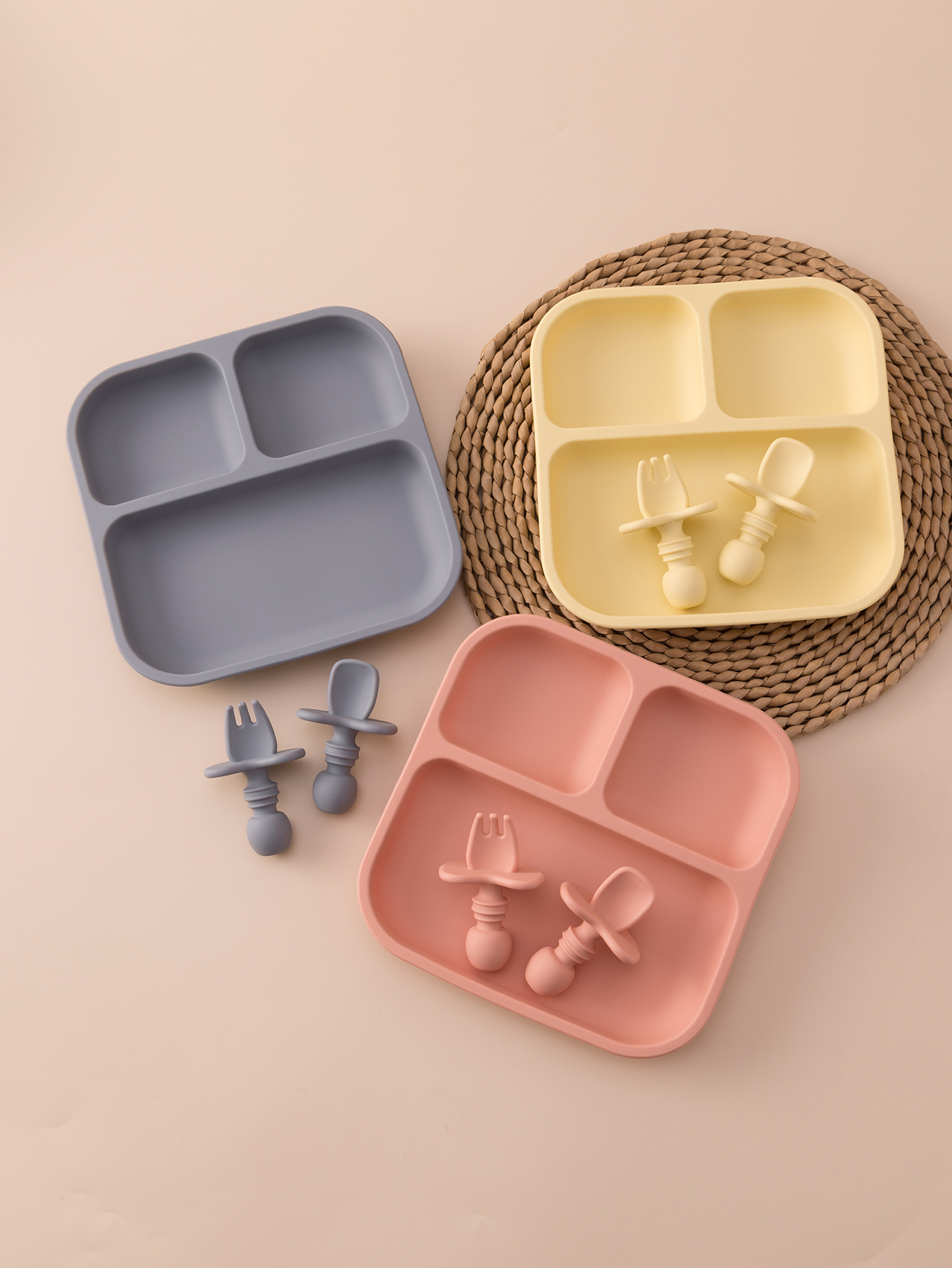 2PCS Colorful Silicone Baby Fe - Plate Suction Toddler recensie en prijs