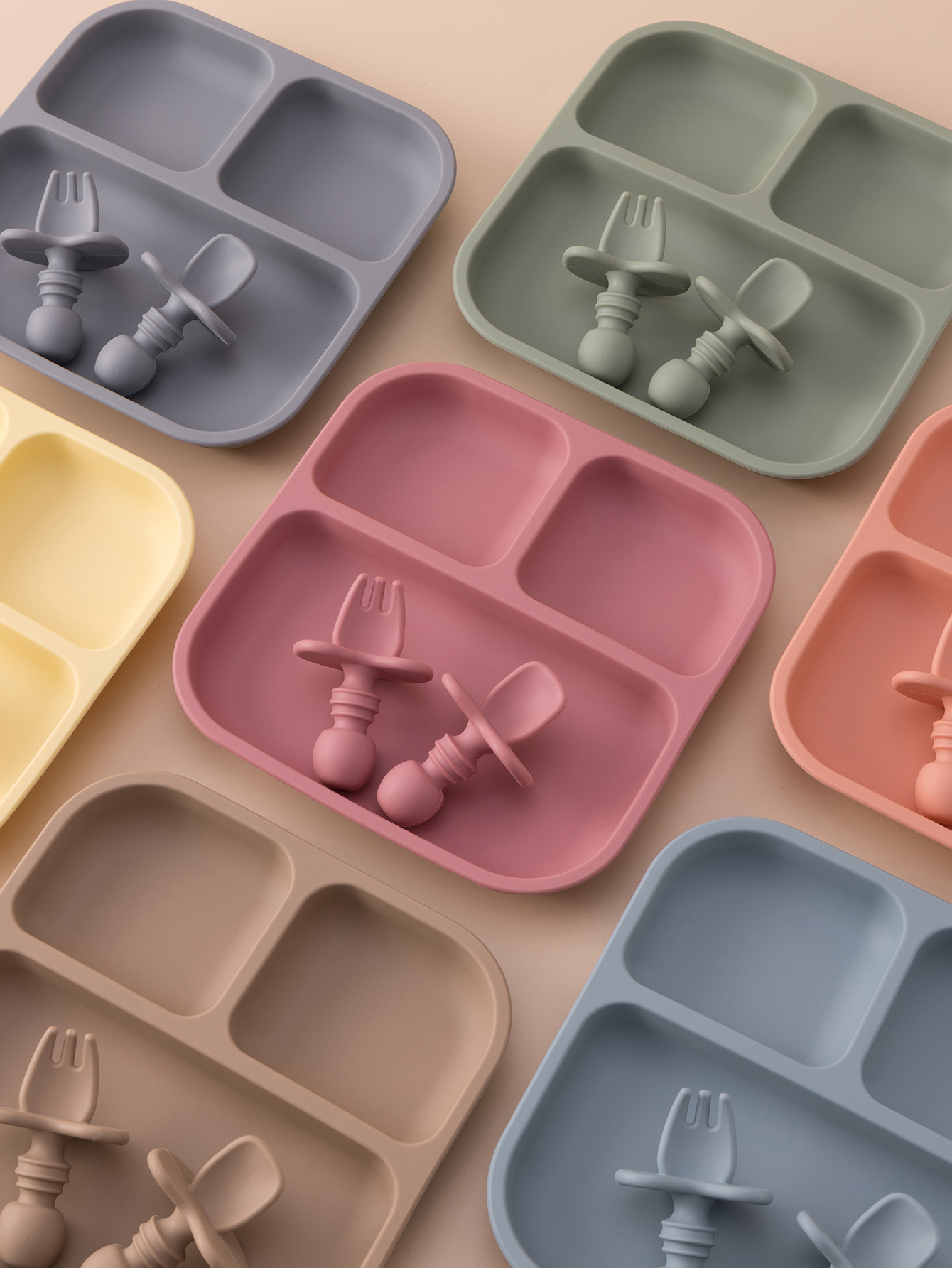 2PCS Colorful Silicone Baby Fe - Plate Suction Toddler recensie en prijs
