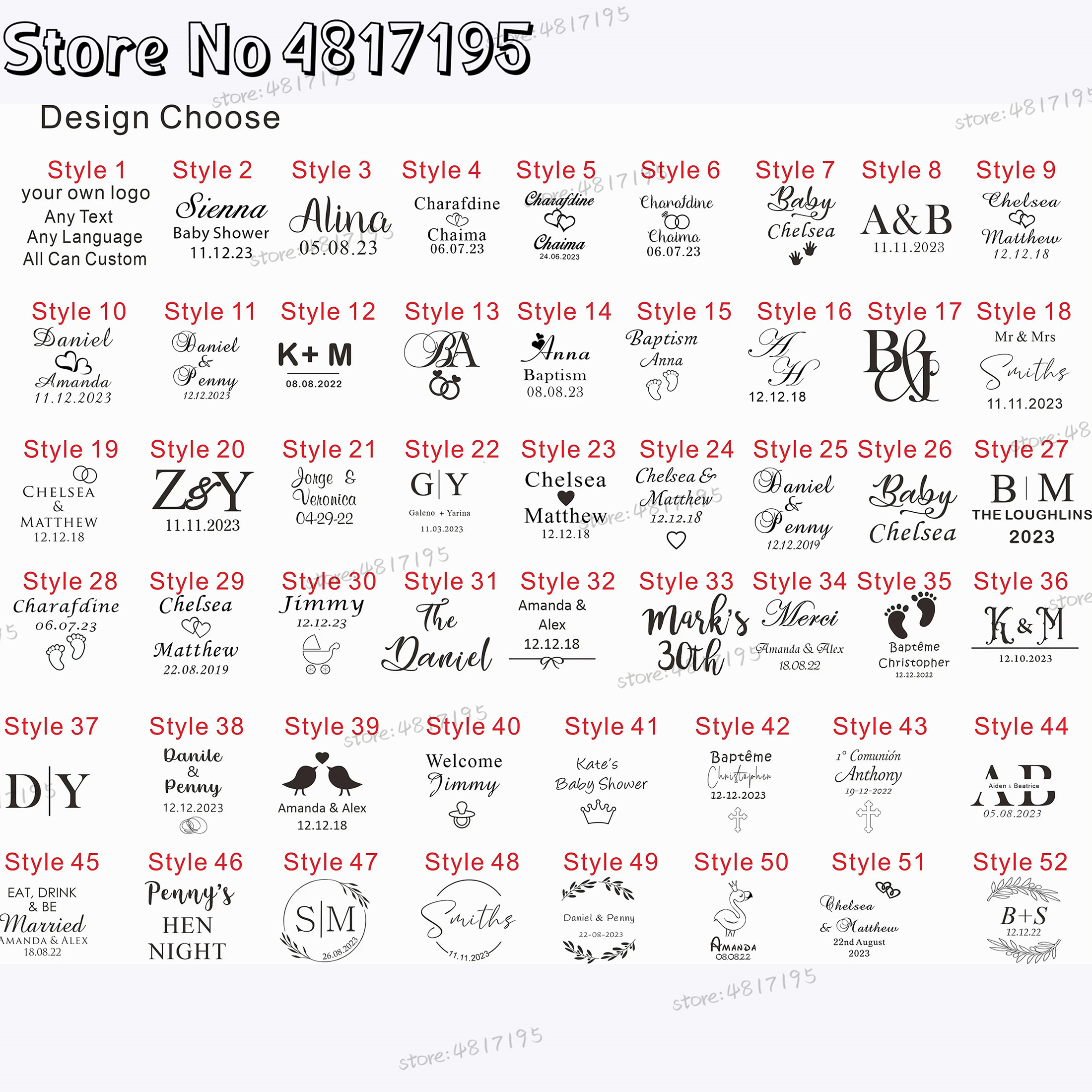 10 20 50Pcs Personalised Weddi - Baby Food Name recensie en prijs