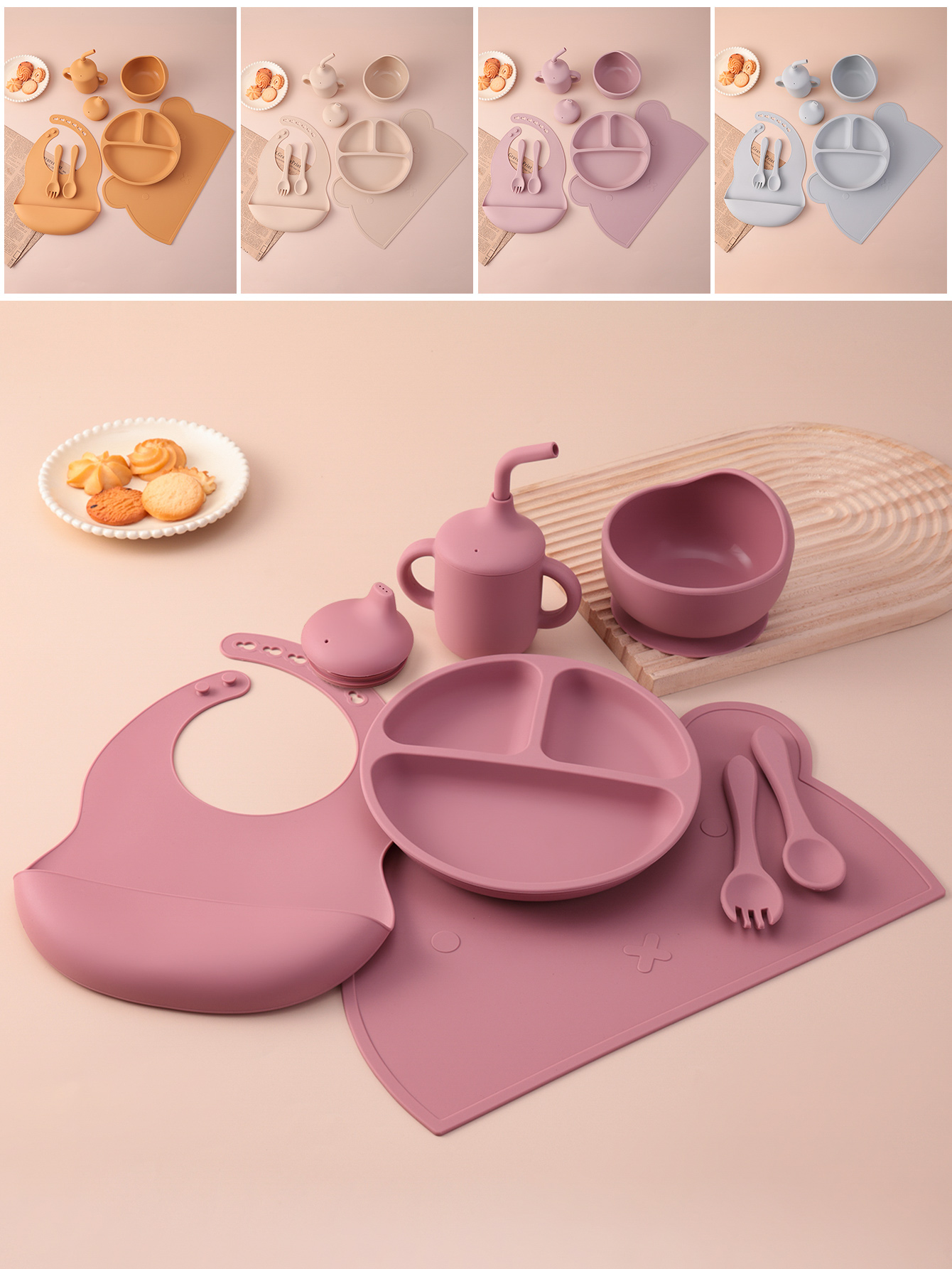 7PCS Silicone Baby Feeding Set - Plate Suction Toddler recensie en prijs