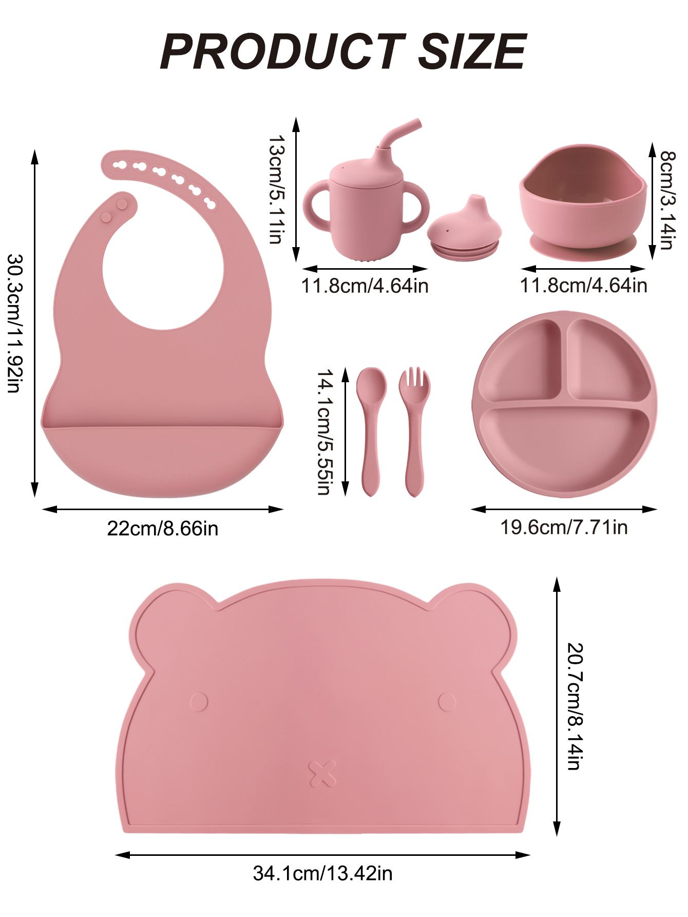 7PCS Silicone Baby Feeding Set - Plate Suction Toddler recensie en prijs